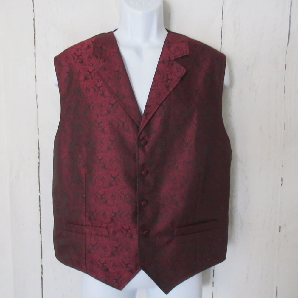 Scully Vest XL X Large Red Black Paisley Western Cowboy Frontier
